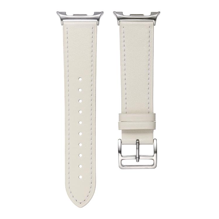 For Samsung Galaxy Watch8 / Watch8 Classic Stainless Steel Silver Buckle Genuine Leather Watch Band