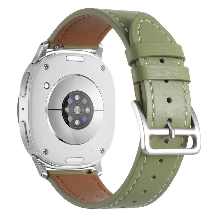 For Samsung Galaxy Watch8 / Watch8 Classic Stainless Steel Silver Buckle Genuine Leather Watch Band