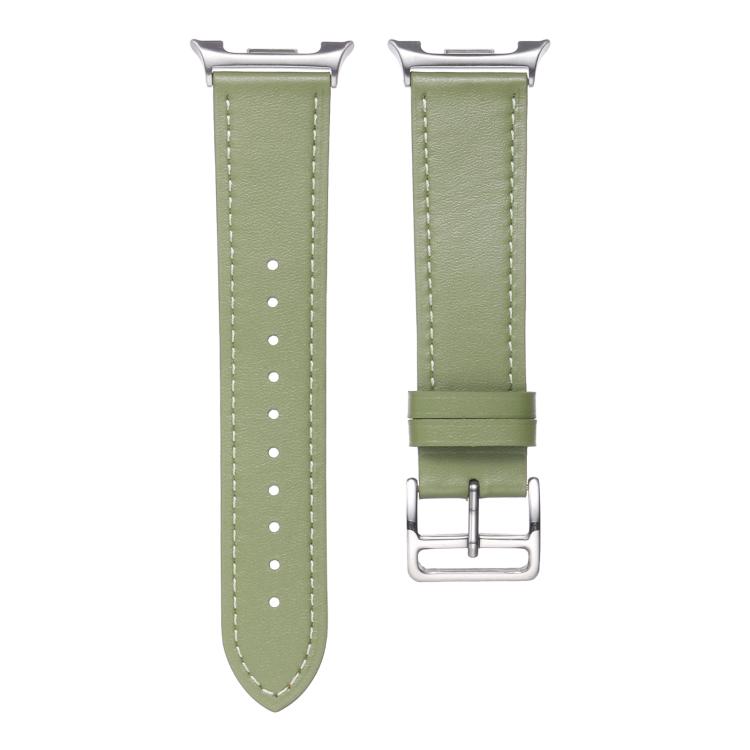 For Samsung Galaxy Watch8 / Watch8 Classic Stainless Steel Silver Buckle Genuine Leather Watch Band