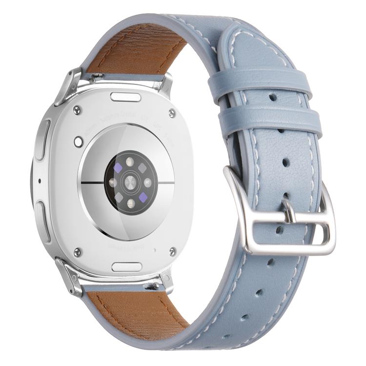 For Samsung Galaxy Watch8 / Watch8 Classic Stainless Steel Silver Buckle Genuine Leather Watch Band