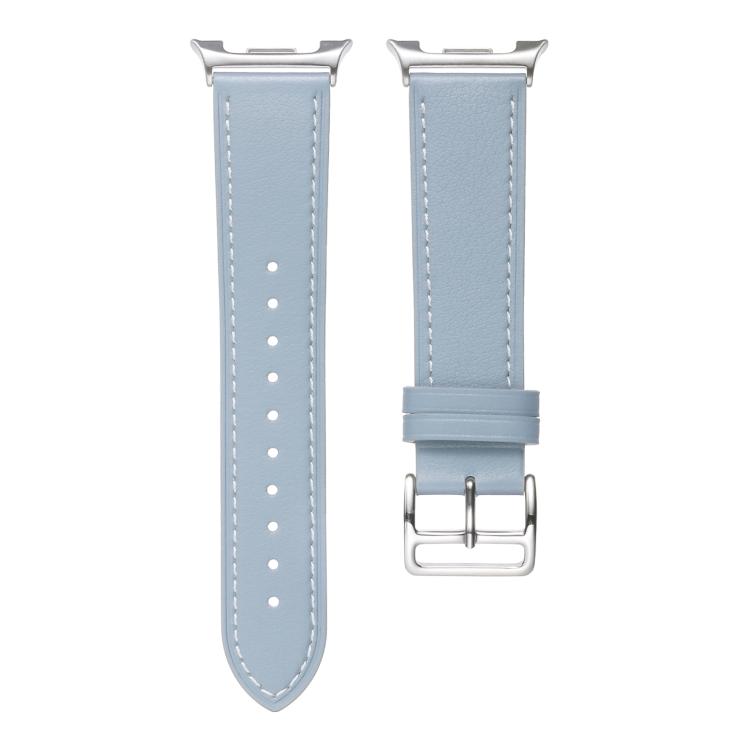 For Samsung Galaxy Watch8 / Watch8 Classic Stainless Steel Silver Buckle Genuine Leather Watch Band