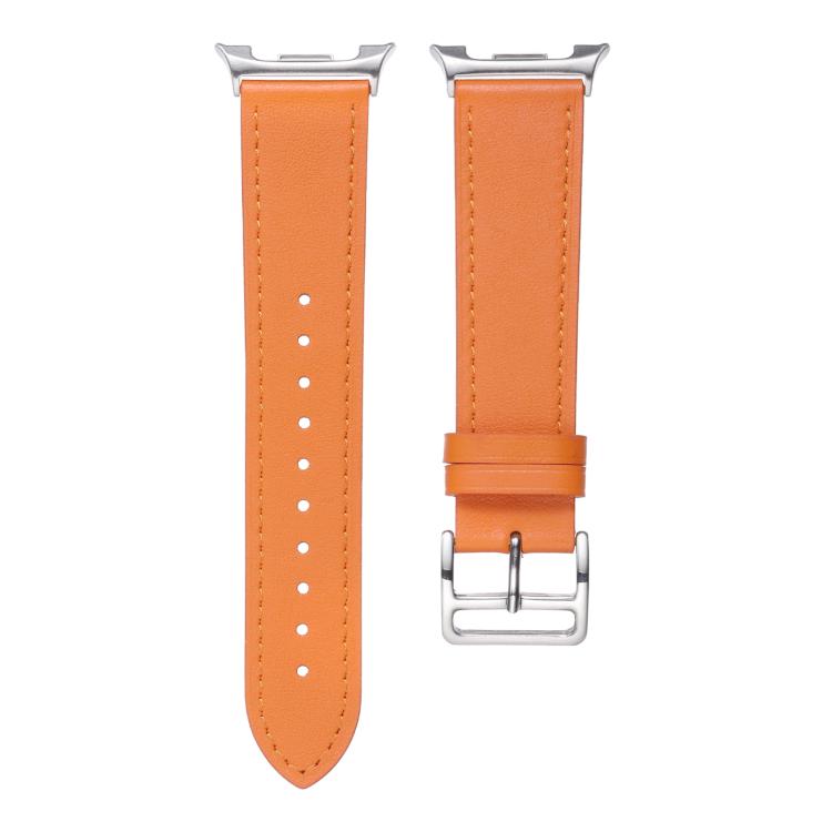 For Samsung Galaxy Watch8 / Watch8 Classic Stainless Steel Silver Buckle Genuine Leather Watch Band