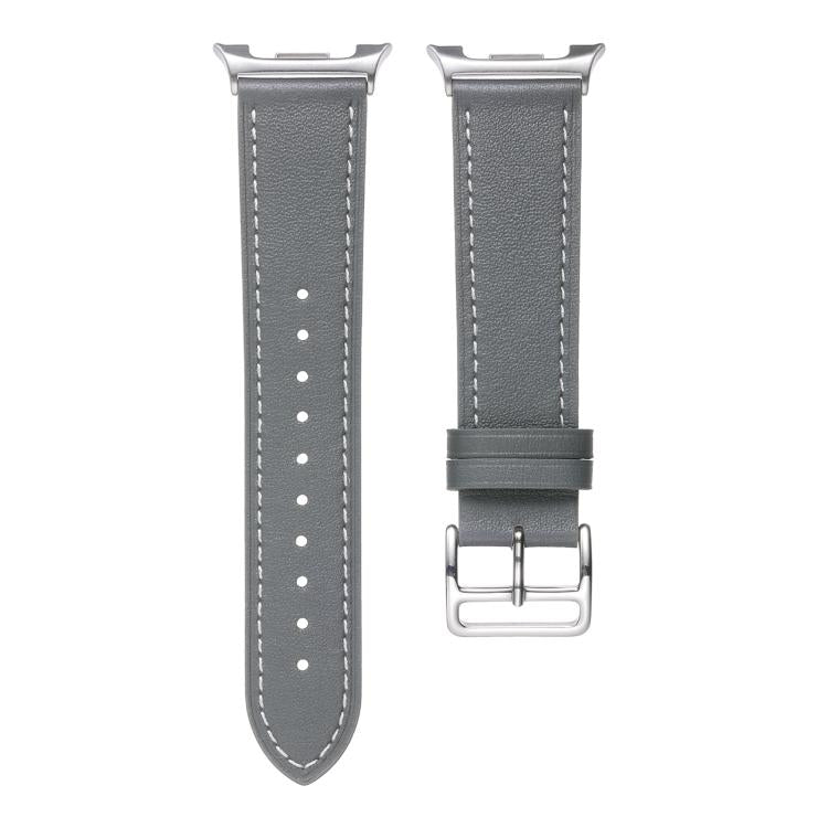 For Samsung Galaxy Watch8 / Watch8 Classic Stainless Steel Silver Buckle Genuine Leather Watch Band