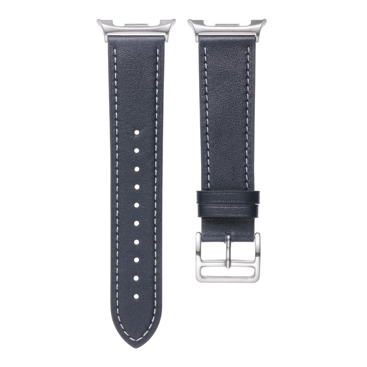 For Samsung Galaxy Watch8 / Watch8 Classic Stainless Steel Silver Buckle Genuine Leather Watch Band