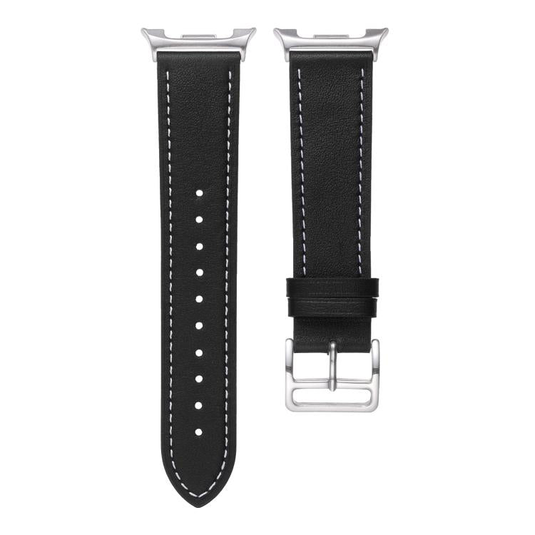 For Samsung Galaxy Watch8 / Watch8 Classic Stainless Steel Silver Buckle Genuine Leather Watch Band