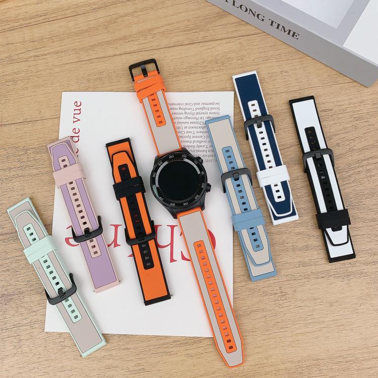 20mm Vertical Stripe Texture Two Color Silicone Watch Band