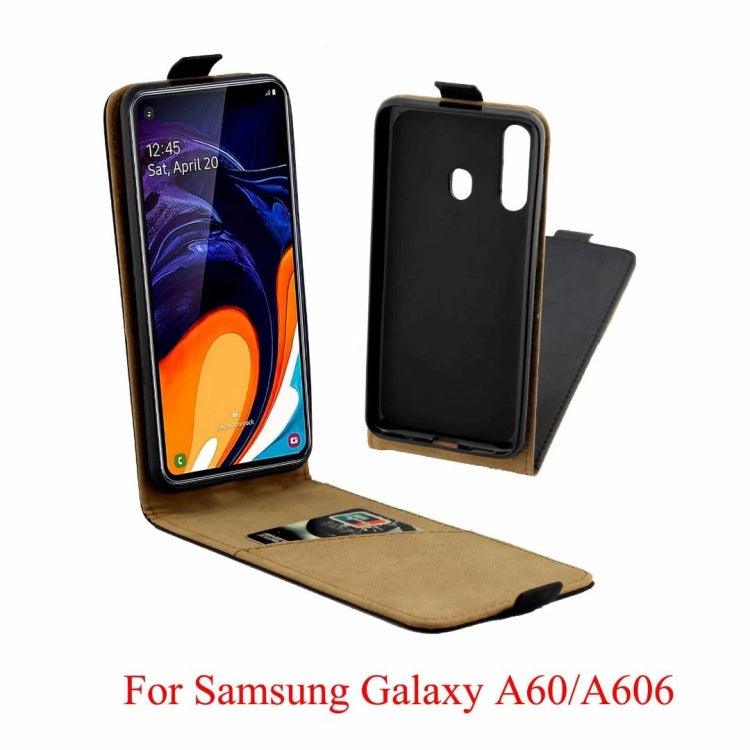 Business Style Vertical Flip TPU Leather Case  with Card Slot for  Galaxy A60/A606(black)