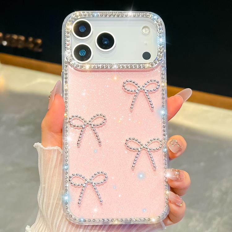 For iPhone 17 Pro Max Diamond Glitter Bow-knot Four-Corner Shockproof Phone Case