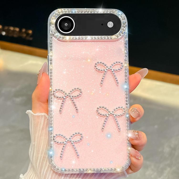 For iPhone Air Diamond Glitter Bow-knot Four-Corner Shockproof Phone Case