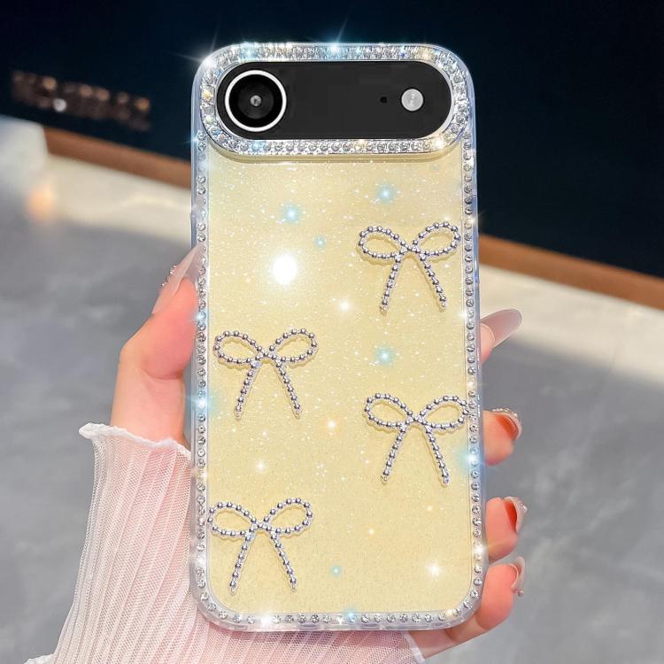For iPhone Air Diamond Glitter Bow-knot Four-Corner Shockproof Phone Case