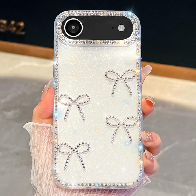 For iPhone Air Diamond Glitter Bow-knot Four-Corner Shockproof Phone Case