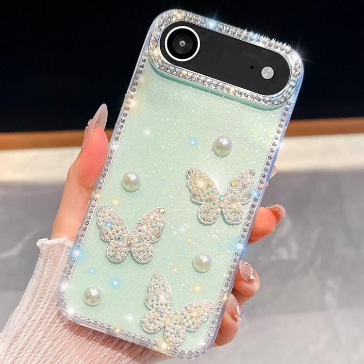 For iPhone Air Diamond Glitter Pearl Butterfly Four-Corner Shockproof Phone Case