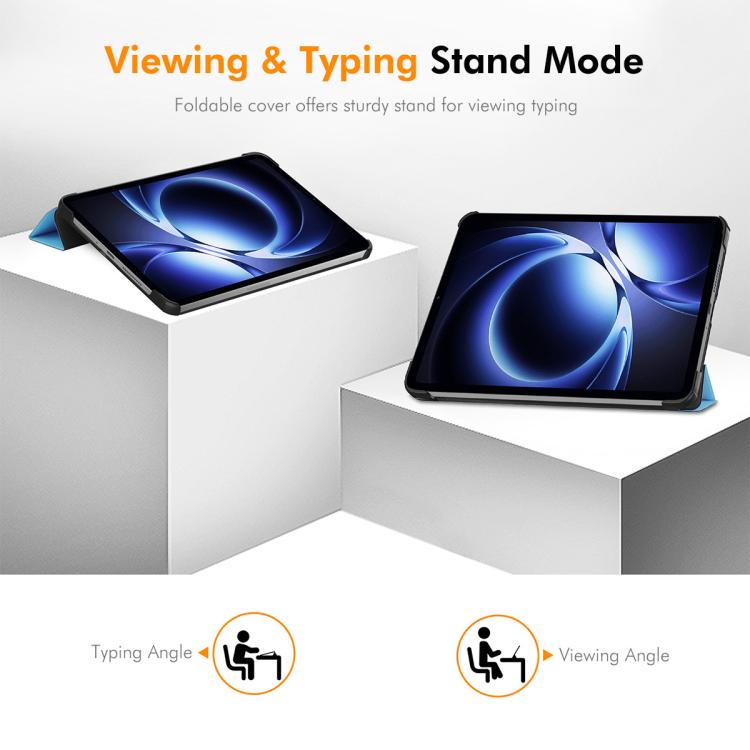 For Redmi K Pad 8.8 ENKAY Tri-fold Custer Texture Leather Stand Tablet Case