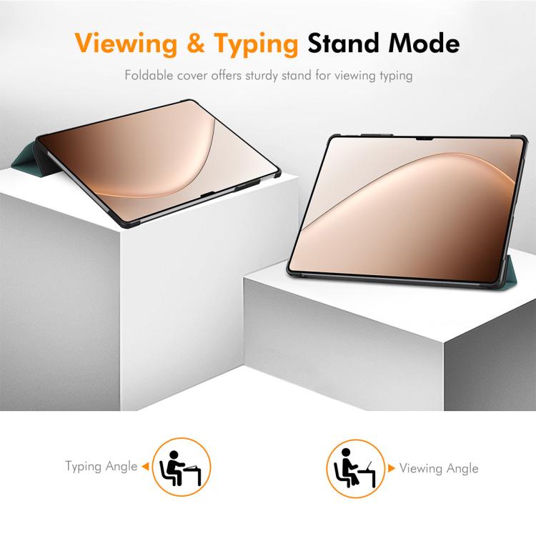 For Xiaomi Pad 7 Ultra 14 ENKAY Tri-fold Custer Texture Leather Smart Tablet Case