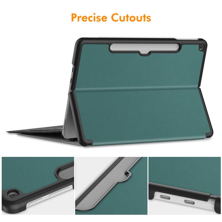For Microsoft Surface Pro 12 2025 ENKAY Tri-fold Custer Texture Voltage Leather Stand Tablet Case with Pen Slot