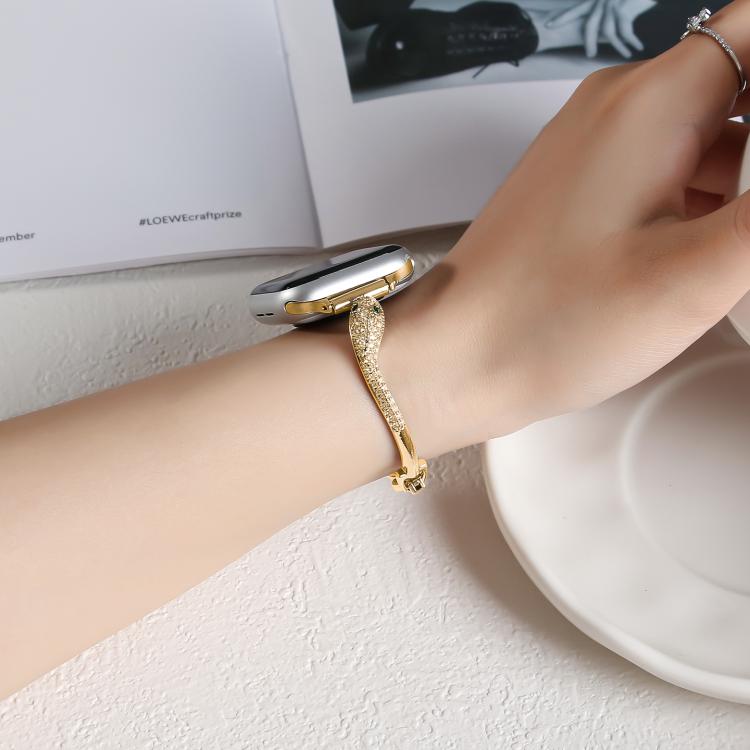 For Apple Watch 42mm / 41mm / 40mm / 38mm Copper Inlaid Zircon Snake Head Watch Band