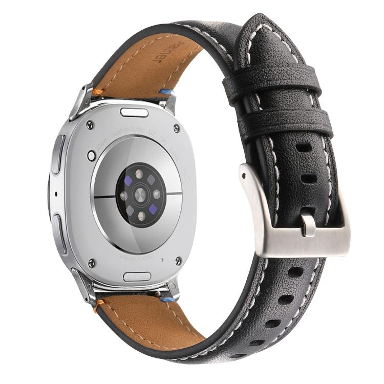 For Samsung Galaxy Watch8 / Watch8 Classic Stitched Genuine Leather Watch Band