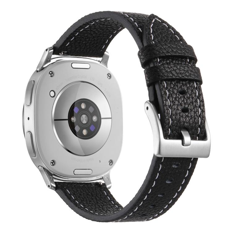 For Samsung Galaxy Watch8 / Watch8 Classic Double Sided Lychee Texture Leather Watch Band