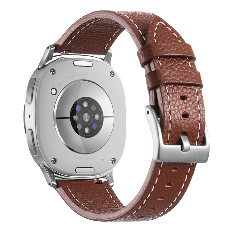 For Samsung Galaxy Watch8 / Watch8 Classic Double Sided Lychee Texture Leather Watch Band