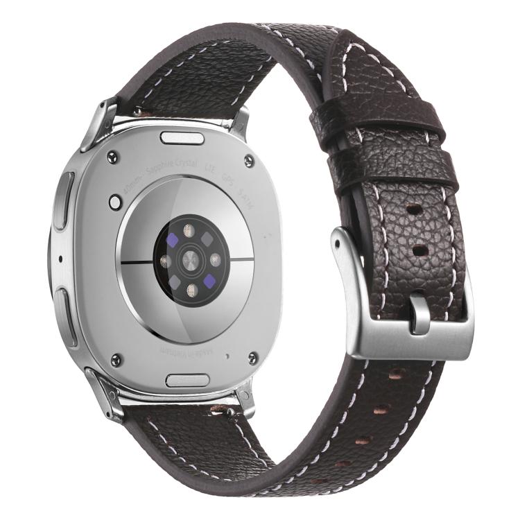 For Samsung Galaxy Watch8 / Watch8 Classic Double Sided Lychee Texture Leather Watch Band