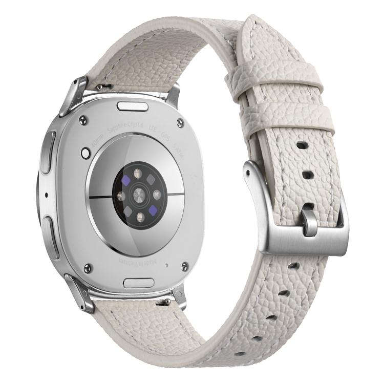 For Samsung Galaxy Watch8 / Watch8 Classic Double Sided Lychee Texture Leather Watch Band