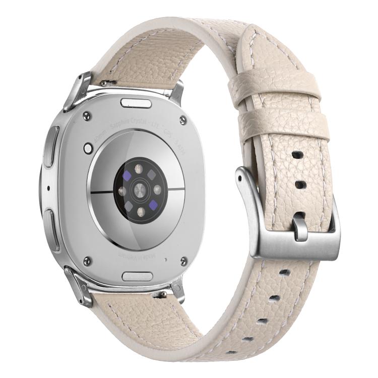 For Samsung Galaxy Watch8 / Watch8 Classic Double Sided Lychee Texture Leather Watch Band