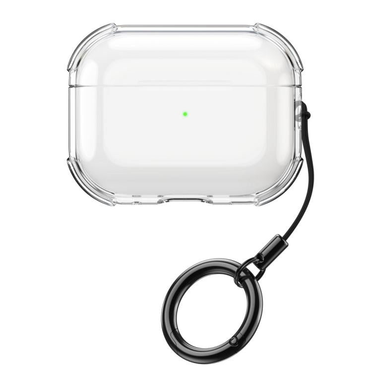 For AirPods Pro Simple Transparent Soft Shell TPU Earphone Protective Cover  with Ring Rope