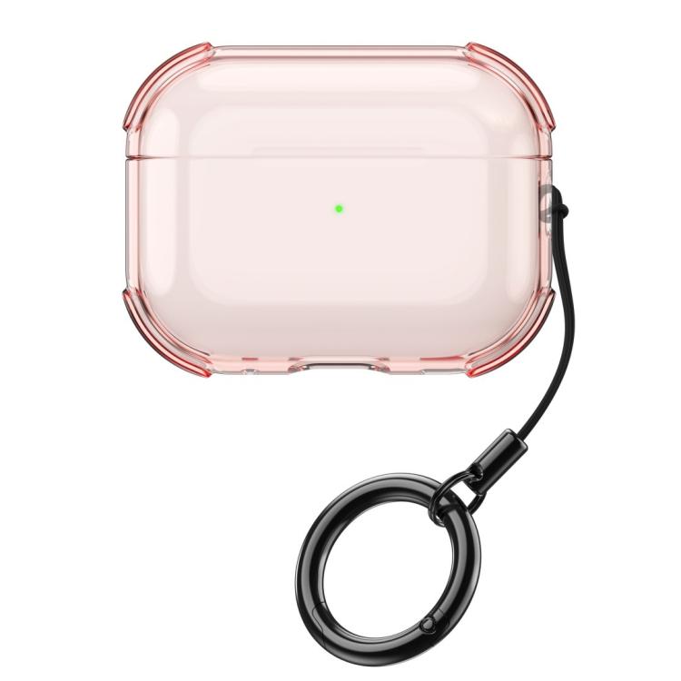 For AirPods Pro Simple Transparent Soft Shell TPU Earphone Protective Cover  with Ring Rope