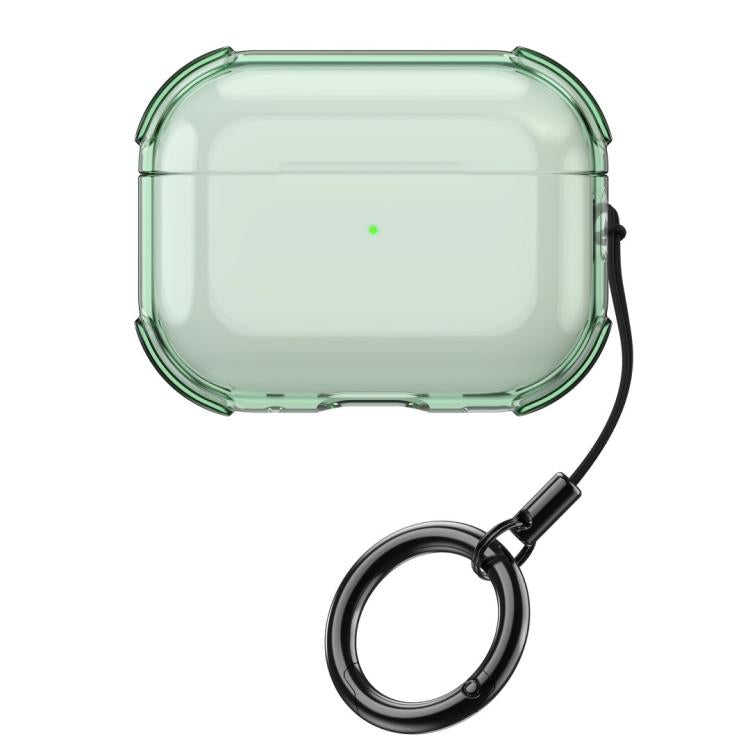 For AirPods Pro Simple Transparent Soft Shell TPU Earphone Protective Cover  with Ring Rope