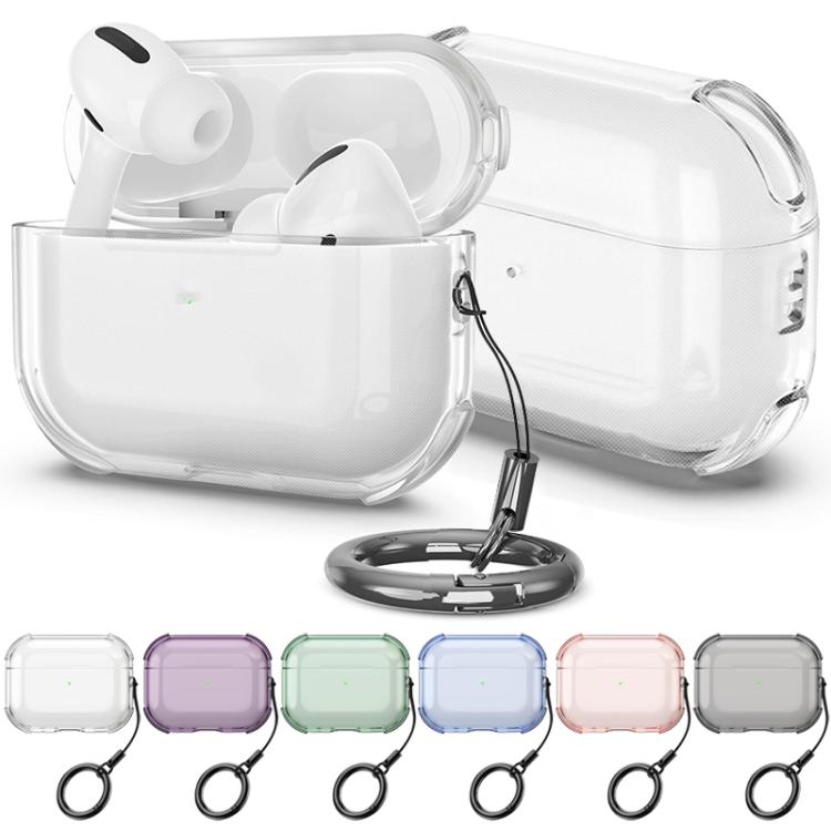 For AirPods Pro 2 Simple Transparent Soft Shell TPU Earphone Protective Cover  with Ring Rope