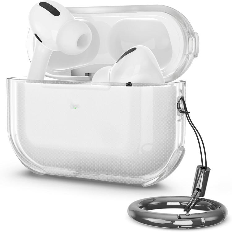 For AirPods Pro 2 Simple Transparent Soft Shell TPU Earphone Protective Cover  with Ring Rope