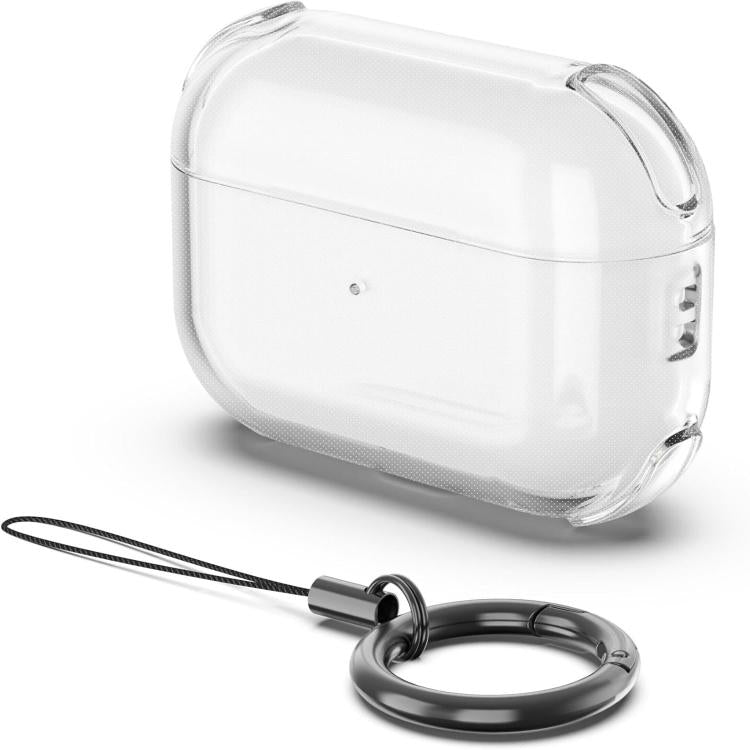 For AirPods Pro 2 Simple Transparent Soft Shell TPU Earphone Protective Cover  with Ring Rope