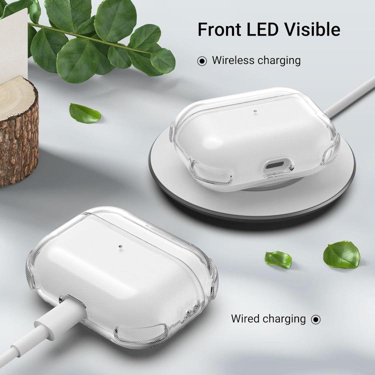 For AirPods Pro 2 Simple Transparent Soft Shell TPU Earphone Protective Cover  with Ring Rope
