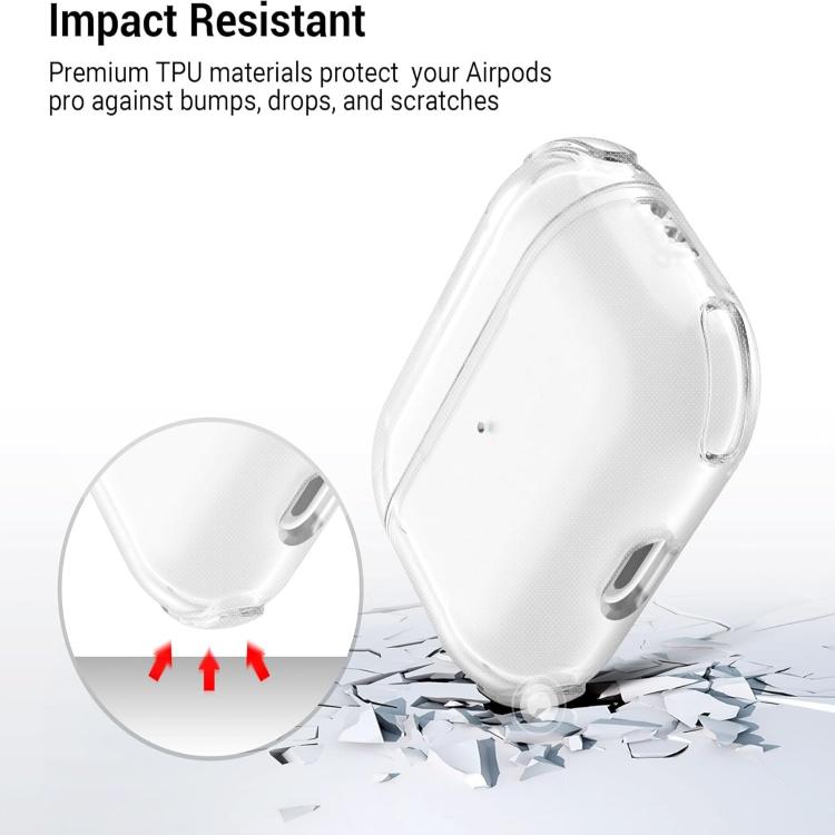 For AirPods Pro 2 Simple Transparent Soft Shell TPU Earphone Protective Cover  with Ring Rope