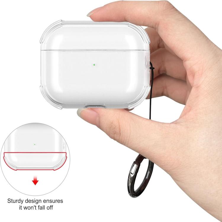 For AirPods Pro 2 Simple Transparent Soft Shell TPU Earphone Protective Cover  with Ring Rope