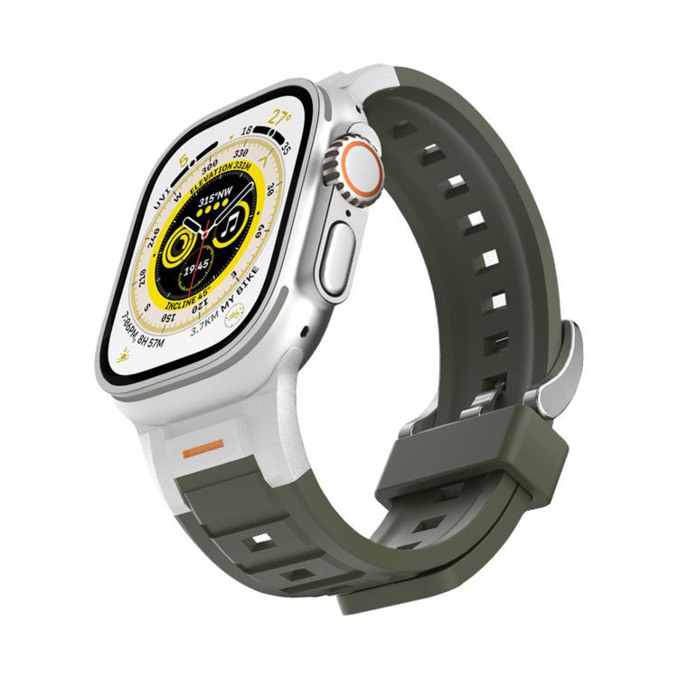 For Apple Watch 46mm / 49mm / 45mm / 44mm Pioneer Metal Joint Colorful Silicone Watch Band