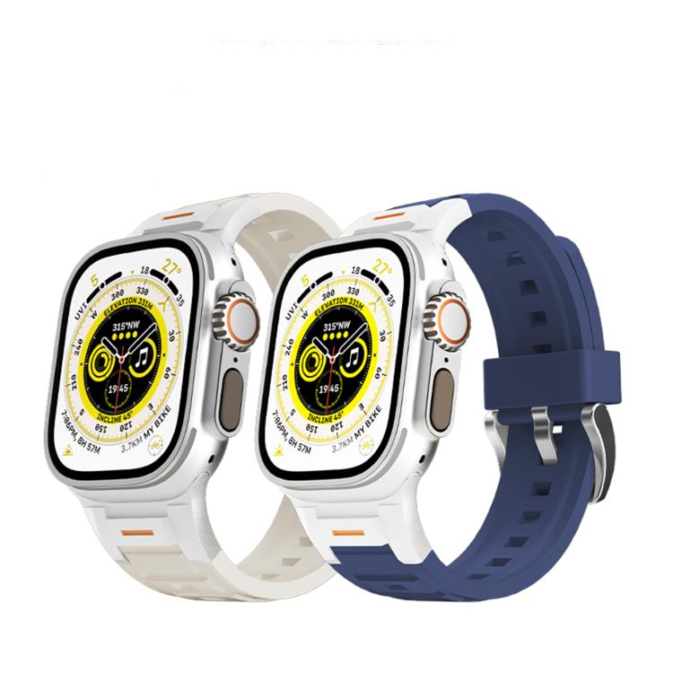 For Apple Watch 42mm / 41mm / 40mm / 38mm Pioneer Metal Joint Colorful Silicone Watch Band
