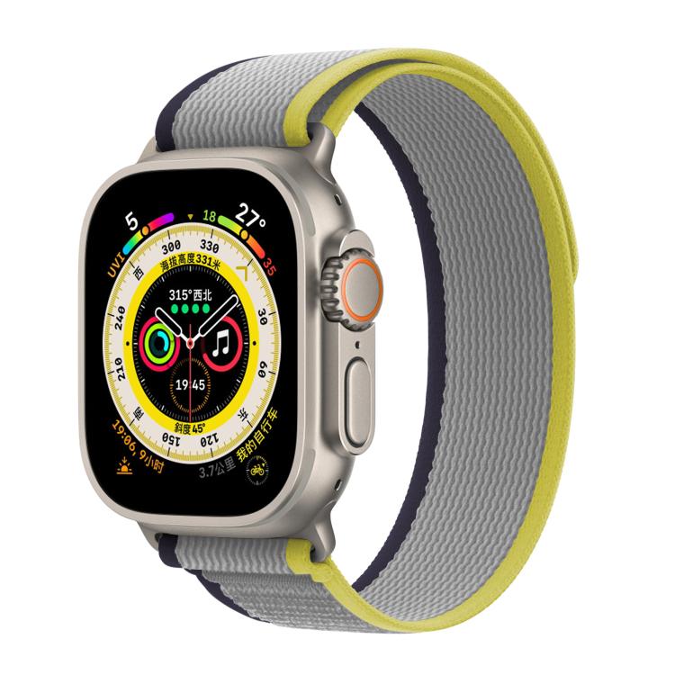 For Apple Watch Series 9 / 8 / 7 45mm Wild Path Loop Nylon Watch Band with 3D Curved Film
