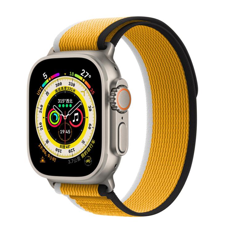 For Apple Watch Series 9 / 8 / 7 45mm Wild Path Loop Nylon Watch Band with 3D Curved Film