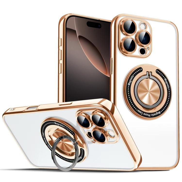 For iPhone 16 Pro Max Colorful 360 Invisible Ring MagSafe Phone Case