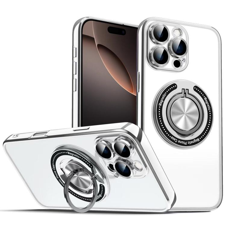 For iPhone 16 Pro Colorful 360 Invisible Ring MagSafe Phone Case