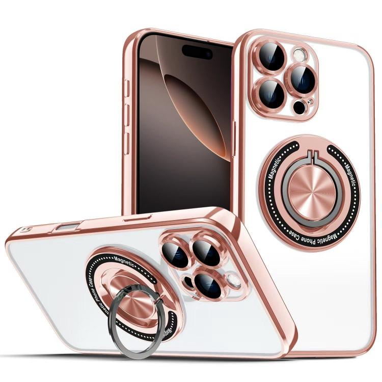 For iPhone 16 Pro Colorful 360 Invisible Ring MagSafe Phone Case