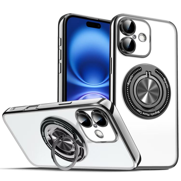 For iPhone 16 Plus Colorful 360 Invisible Ring MagSafe Phone Case