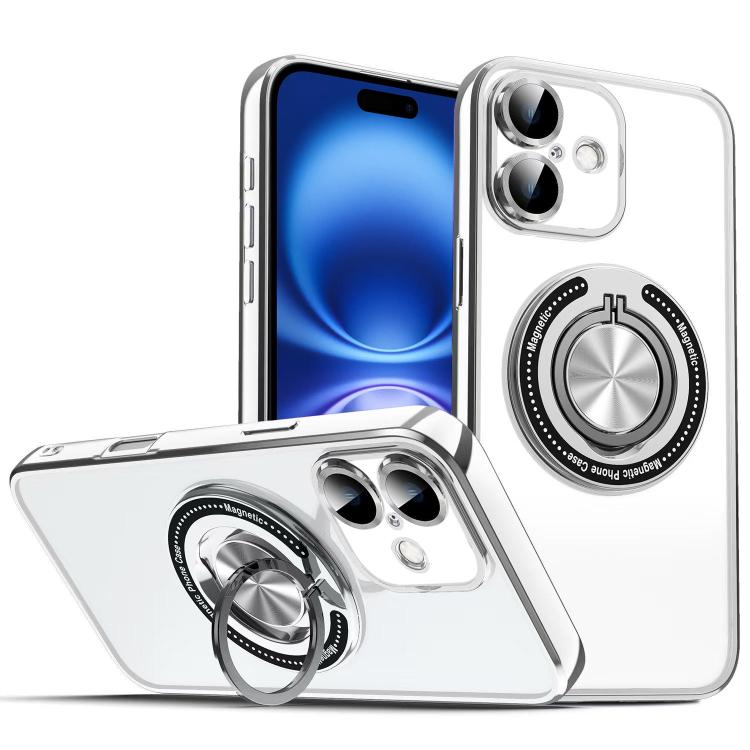For iPhone 16 Plus Colorful 360 Invisible Ring MagSafe Phone Case
