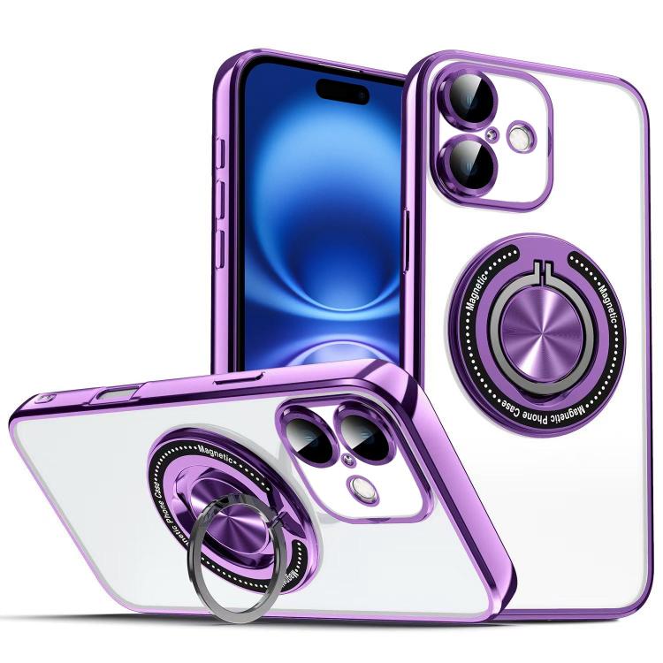 For iPhone 16 Plus Colorful 360 Invisible Ring MagSafe Phone Case