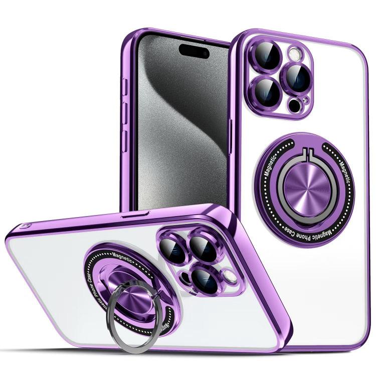 For iPhone 15 Pro Max Colorful 360 Invisible Ring MagSafe Phone Case