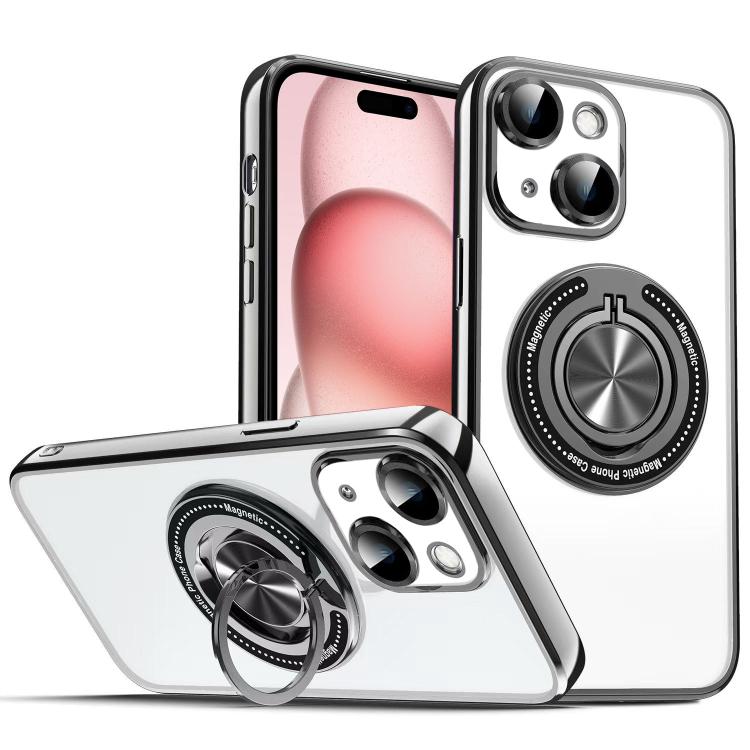 For iPhone 15 Plus Colorful 360 Invisible Ring MagSafe Phone Case