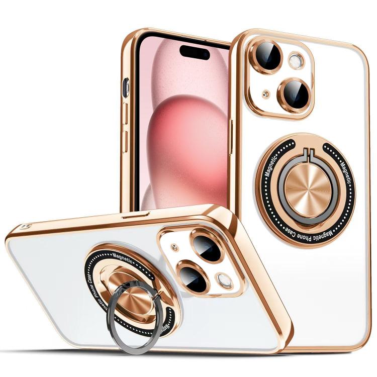 For iPhone 15 Plus Colorful 360 Invisible Ring MagSafe Phone Case