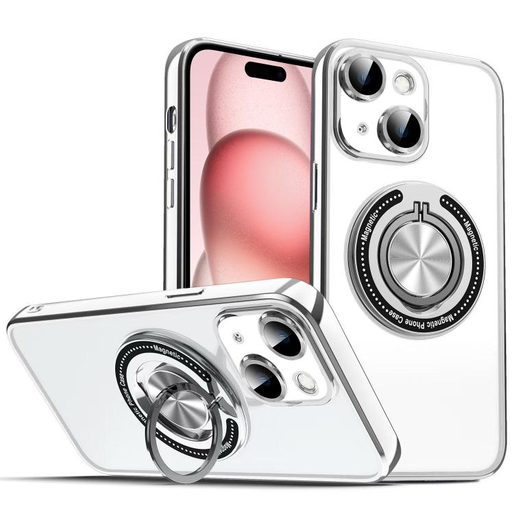 For iPhone 15 Plus Colorful 360 Invisible Ring MagSafe Phone Case