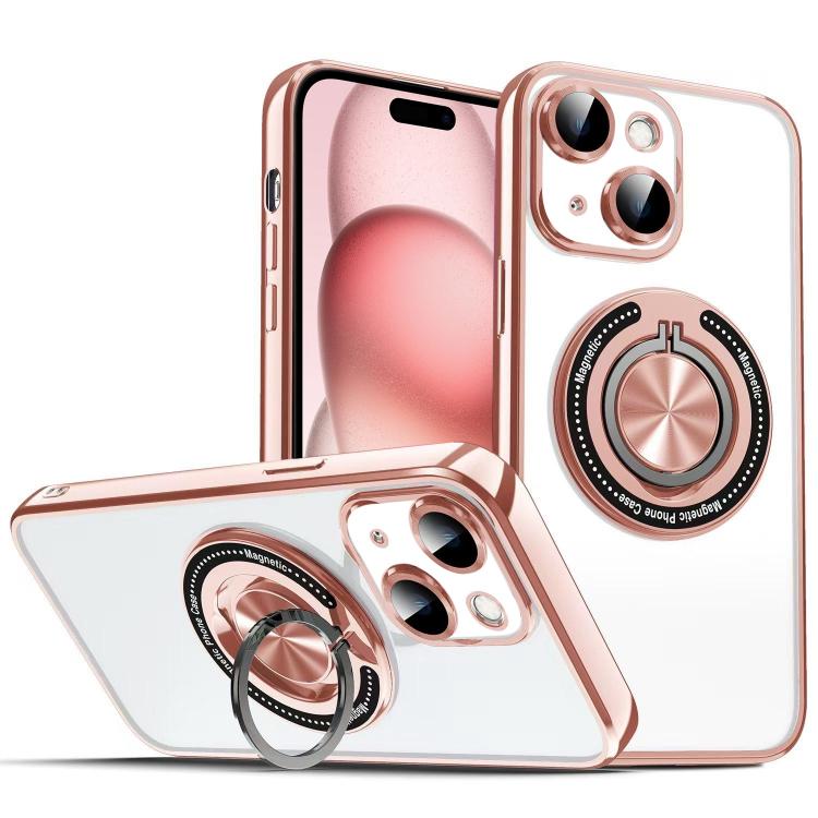 For iPhone 15 Colorful 360 Invisible Ring MagSafe Phone Case